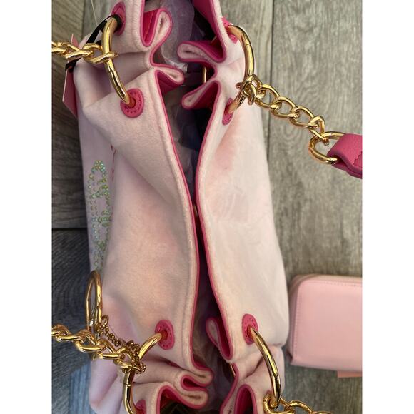 Juicy Couture Juicy Kingdom Pink Velour 3-Piece Embroidered Tote Set - Picture 4 of 13